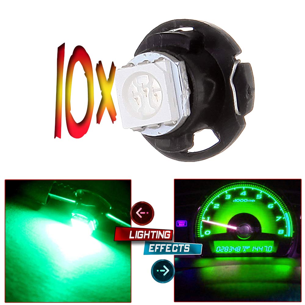 Cciyu T5/T4.7 Neo Wedge Led Light Bulbs Replacement Fit For Dodge Ram 5500 4500 3500 Van 3500 2500 1500 2001-2012, 10 Pack Green